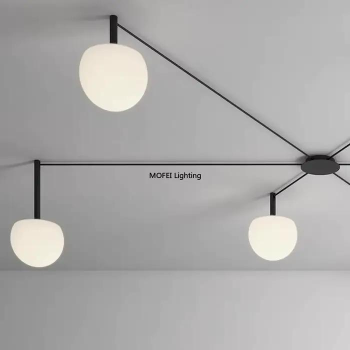Plafonnier linéaire minimaliste, lampe araignée moderne avec abat-jour en verre pour chambre, bureau, salon, villa, éclairage intérieur domestique