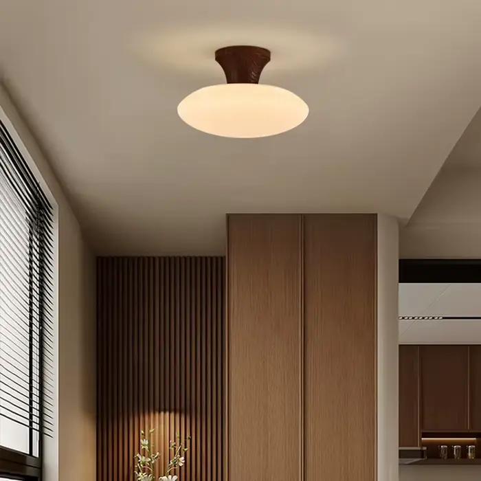 Plafonnier Champignon Style Crème Moderne pour Chambre, Salon, Hall d'entrée – Luminaire Décoratif Circulaire avec Protection Oculaire