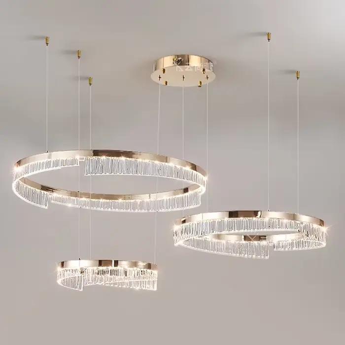 Lustre LED de luxe en fer et aluminium, modern style, adjustable brightness, for living room bedroom dining room, Italian Art Deco style
