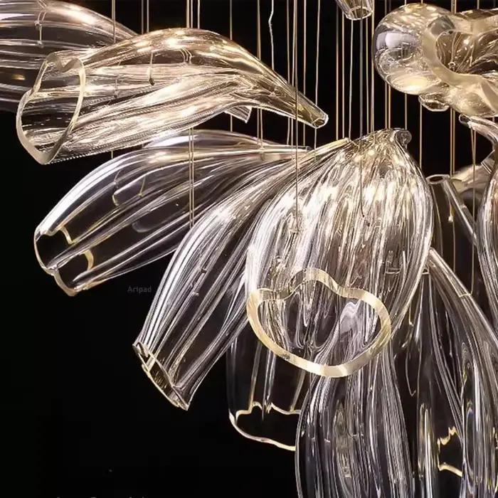 Luminaire suspendu de luxe au design créatif, éclairage principal pour salon, salle à manger, et escalier, ambiance pétales