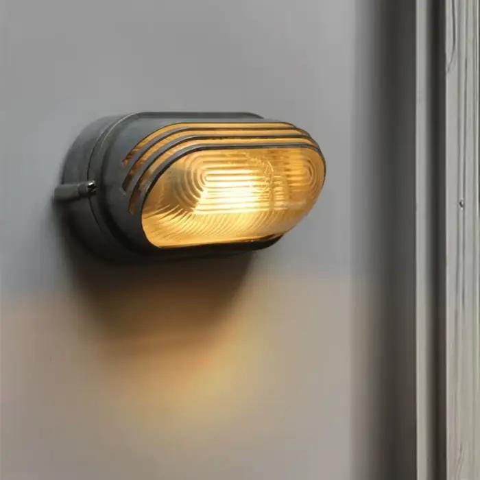 Applique murale LED ovale rétro extérieure E27 étanche à l'humidité industrielle en aluminium moulé sous pression applique salle de bains jardin porche lumière