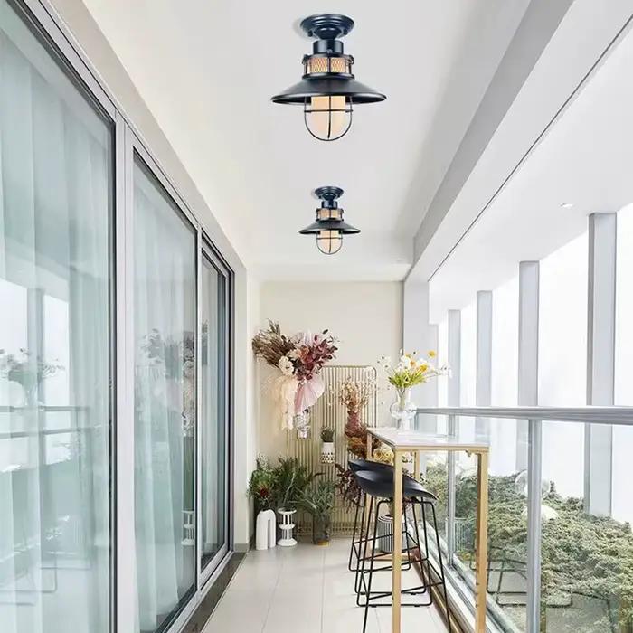 Plafonnier d'extérieur moderne et simple pour véranda, chambre, balcon, couloir, passage, et luminaire de canopée pour entrée de villa