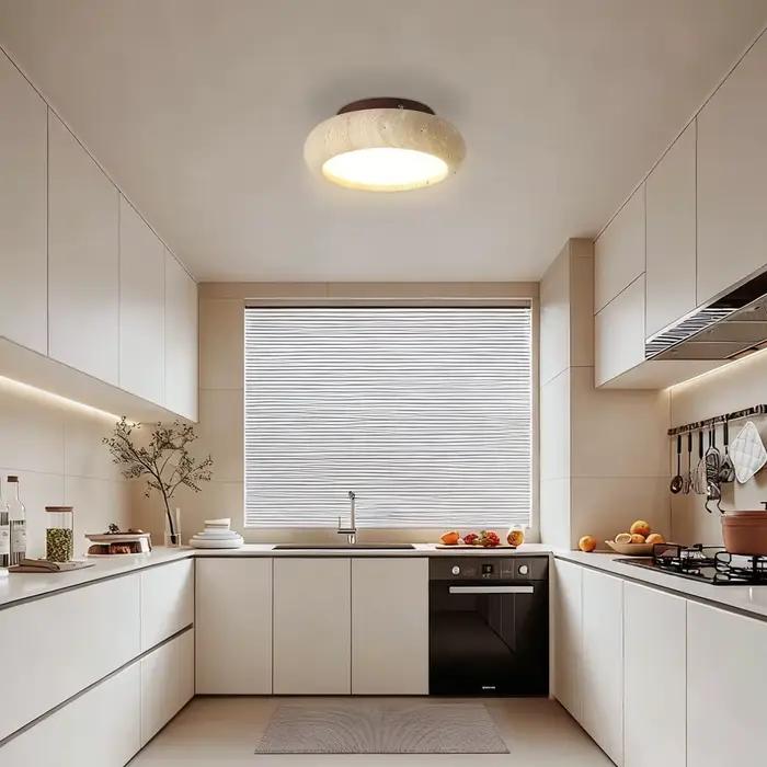 Lampes de plafond en pierre naturelle travertin, modernes, rondes, éclairage LED encastré pour intérieur