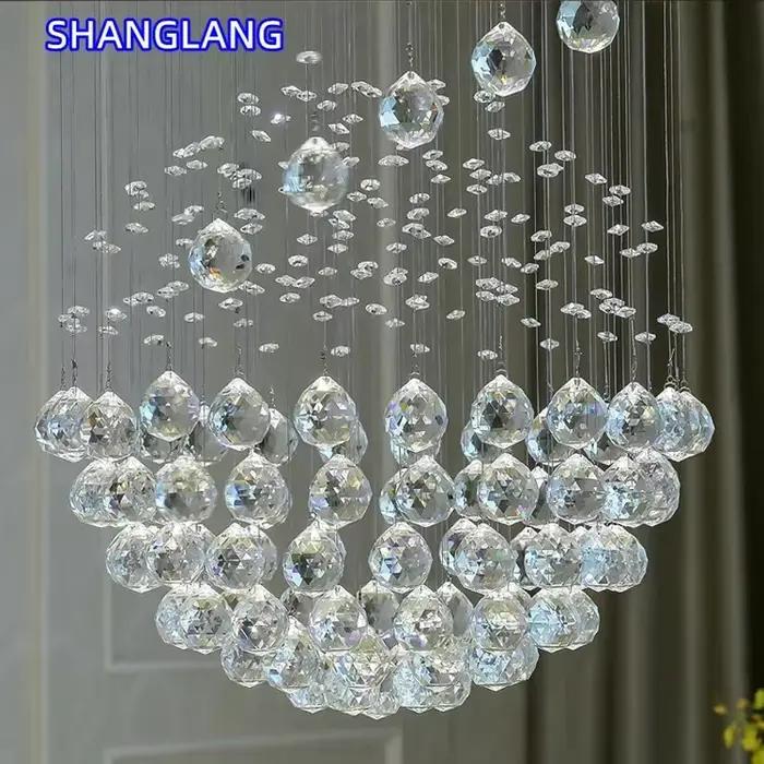 Lustre en cristal LED moderne en spirale pour salon chambre à coucher escalier hôtel intérieur design sophistiqué