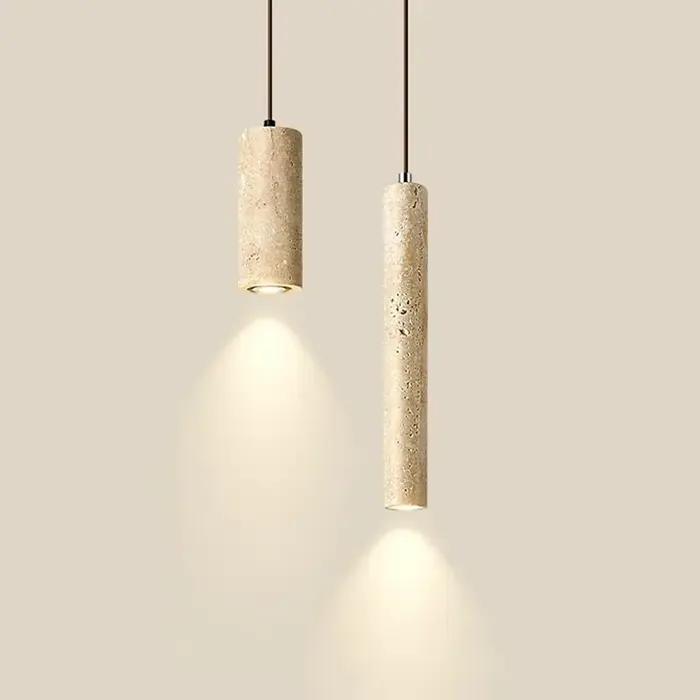 Lampe en travertin jaune, lustres de chambre à coucher, lampes suspendues de chevet, éclairages rétro pour salon, lampes suspendues pour comptoir de bar.