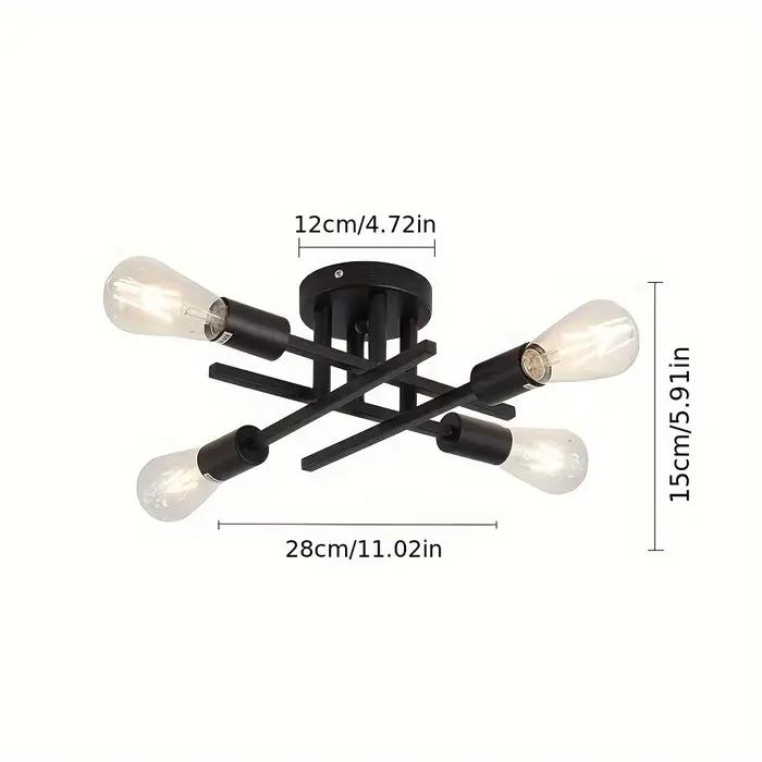 Plafonnier semi-affleurant au design moderne, disponible en noir et en or, éclairage d'intérieur, luminaire de plafond, 4 unités
