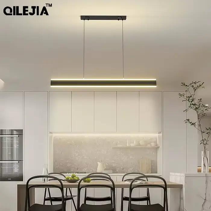 Luminaires suspendus linéaires LED simples pour restaurant, table à manger, bar, lustre long, décoration intérieure moderne, lampes d'éclairage domestique
