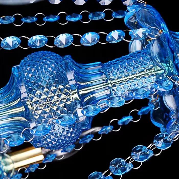 Lustre moderne en forme de branche, plusieurs têtes, couleur bleue, pour mariage, chambre à coucher, décoration de maison, lustre à thème méditerranéen