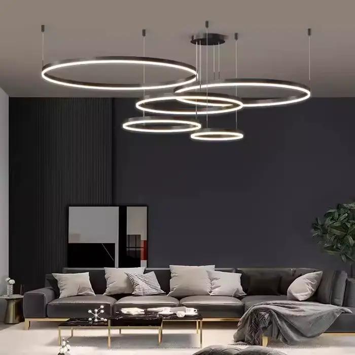 Lustre LED Nordique en Anneau en Aluminium pour Chambre à Coucher, Salon, Suspension Lumineuse avec Intensité Variable Occasions Spéciales