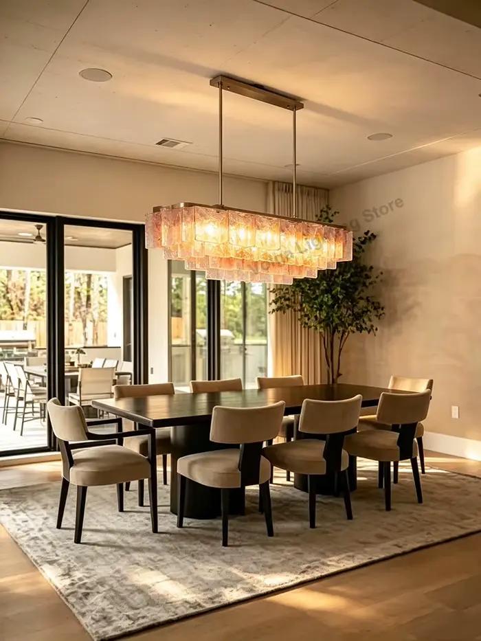 Lustre en verre au design élégant et créatif pour salon, éclairage dimmable, lampes suspendues de luxe pour salle à manger, lampes chromées