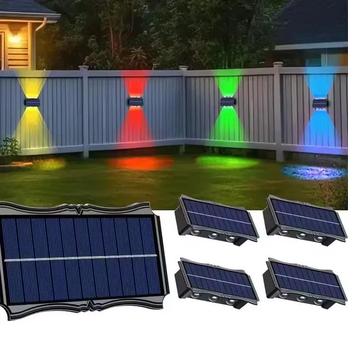 Projecteur Mural Solaire à Éclairage Haut et Bas, Lampes Solaires Extérieures pour Clôture, Lampe Murale Étanche pour Garage, Cour, Allée, Porche, Décoration