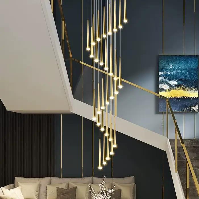 Lustre LED moderne en forme d'anneau, lampe suspendue pour escalier, salon, cuisine, plafond, décoration intérieure, luminaire