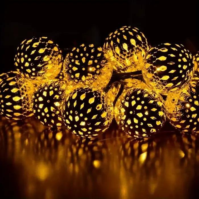 50/ 30/ 20 LED boule marocaine solaire chaîne lumières étanche 8 Modes pour jardin extérieur fête de mariage noël Halloween décor