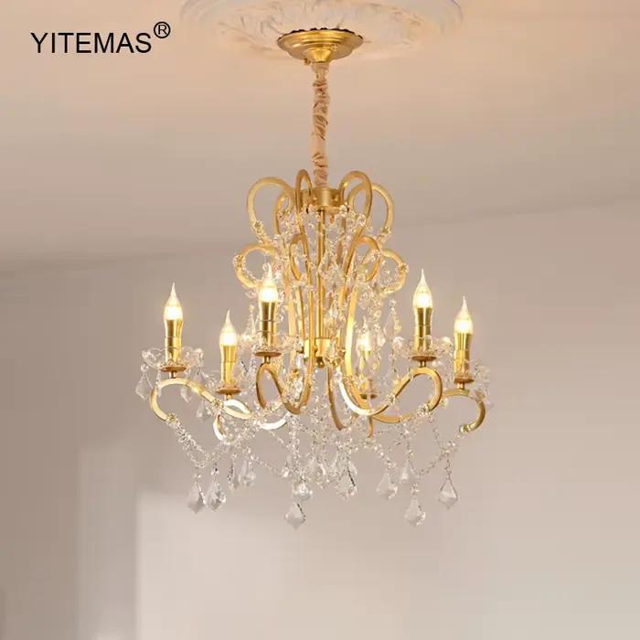Lustre suspendu en cristal doré Art Déco pour salon, chambre, salle à manger, cuisine et autres pièces de la maison