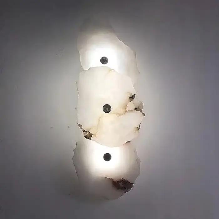 Applique murale en marbre italien, design artistique de luxe, lampe murale créative pour chambre à coucher, salon, décoration intérieure en cuivre massif